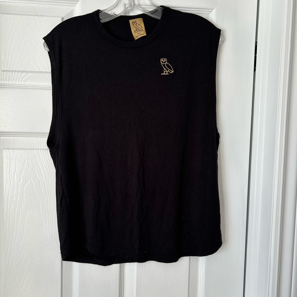 OVO Black Sleeveless Top with Owl Logo